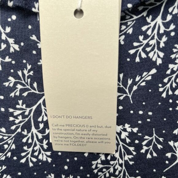 Boden Dress Womens Size 6 6L (US) Smocked Jersey Navy Blue Leafy Sprig Belt - Picture 9 of 10